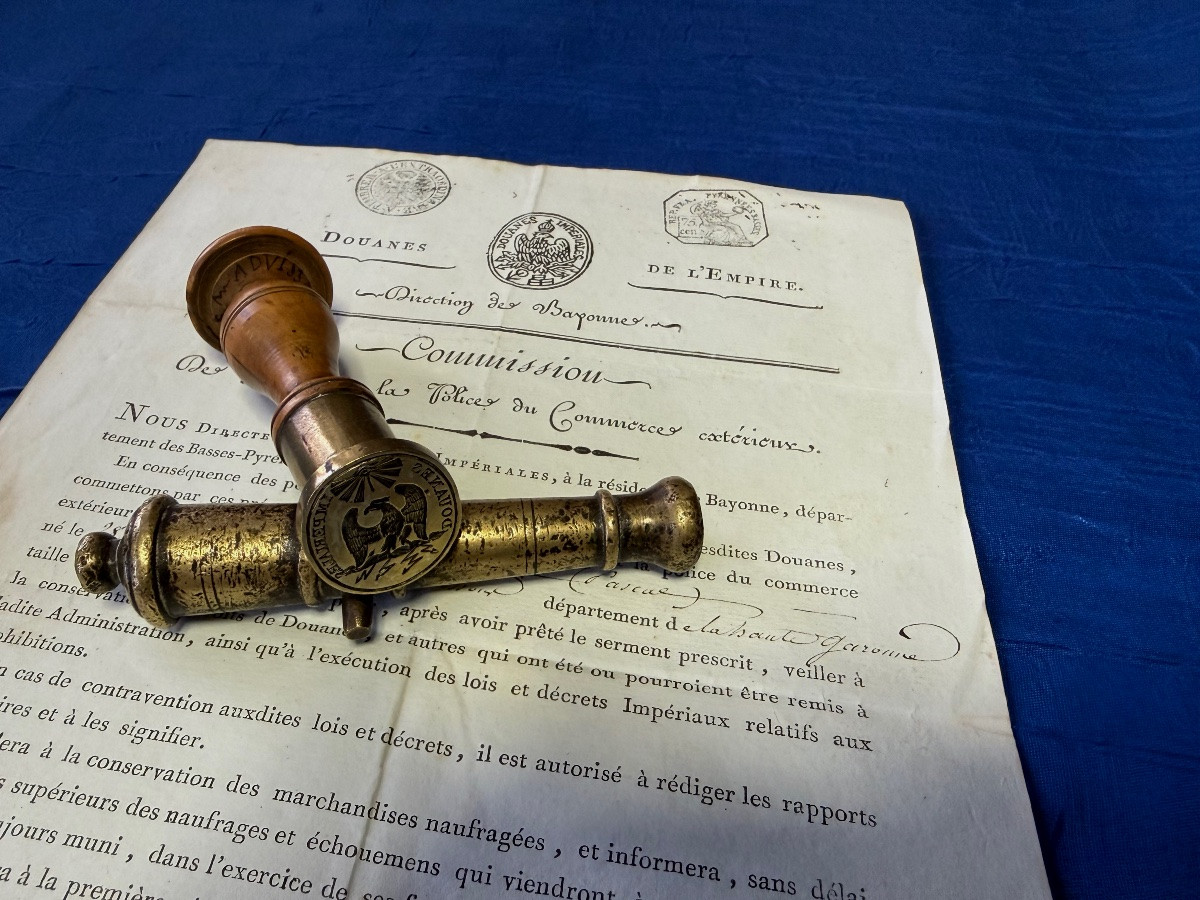 GRAND  SCEAU  DES  DOUANES IMPÉRIALES  AVEC  UNE COMMISSION D'EMPLOI  DE LA MÈME ÉPOQUE   1805 -photo-2