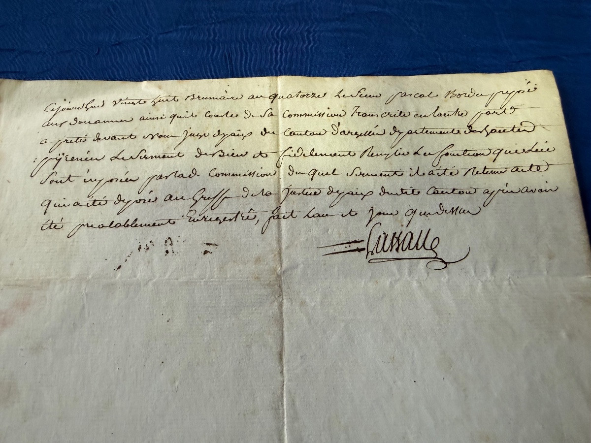 GRAND  SCEAU  DES  DOUANES IMPÉRIALES  AVEC  UNE COMMISSION D'EMPLOI  DE LA MÈME ÉPOQUE   1805 -photo-1