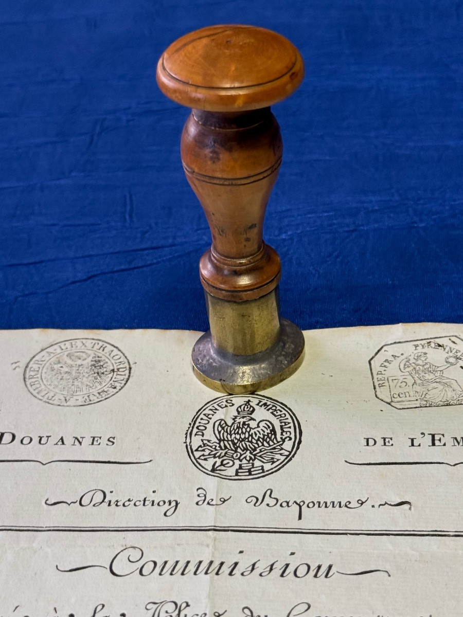 GRAND  SCEAU  DES  DOUANES IMPÉRIALES  AVEC  UNE COMMISSION D'EMPLOI  DE LA MÈME ÉPOQUE   1805 -photo-4