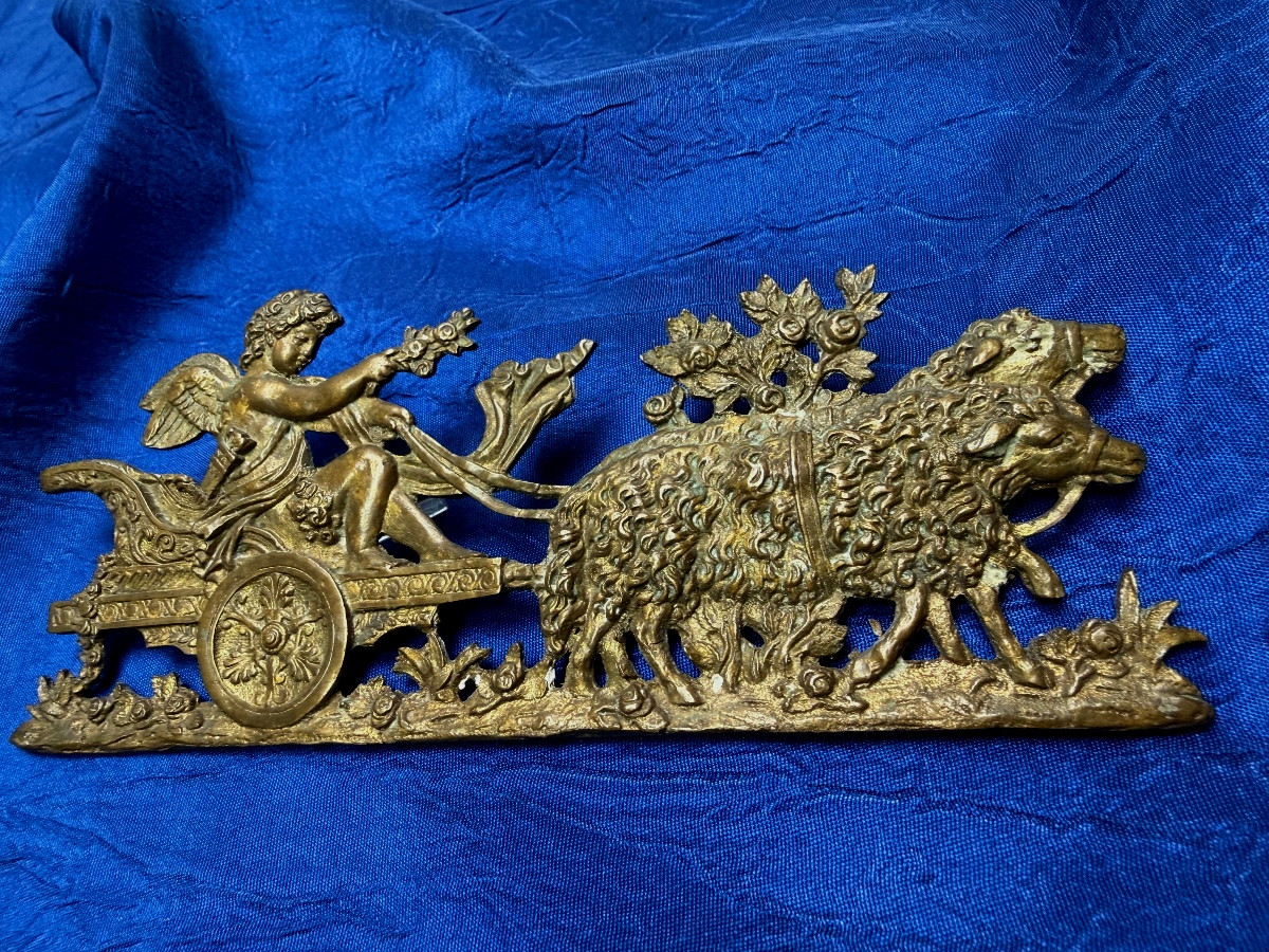 Furniture Ornament "sheep Carried By Love" Late 18th Consulate -photo-4