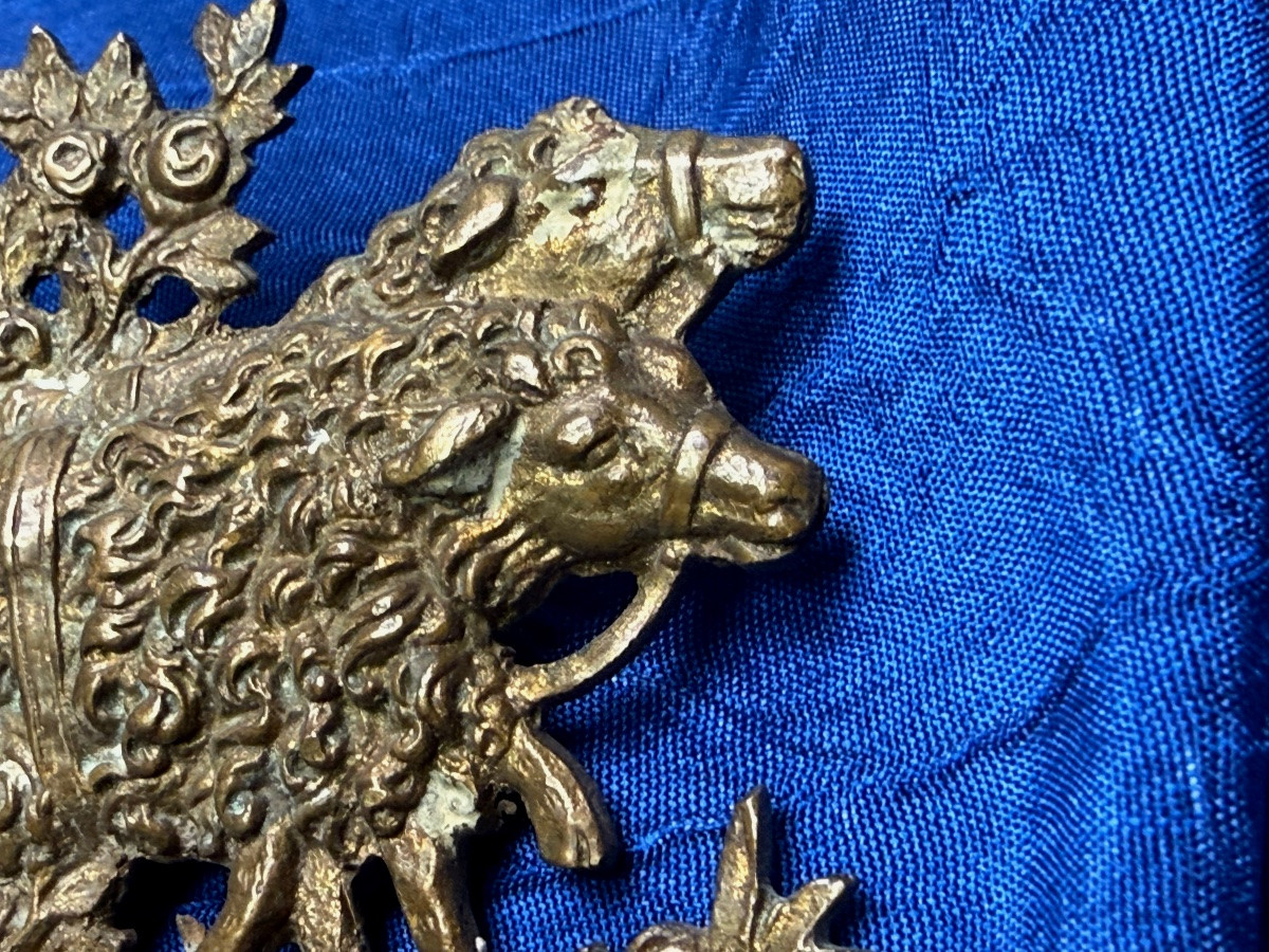 Furniture Ornament "sheep Carried By Love" Late 18th Consulate -photo-1