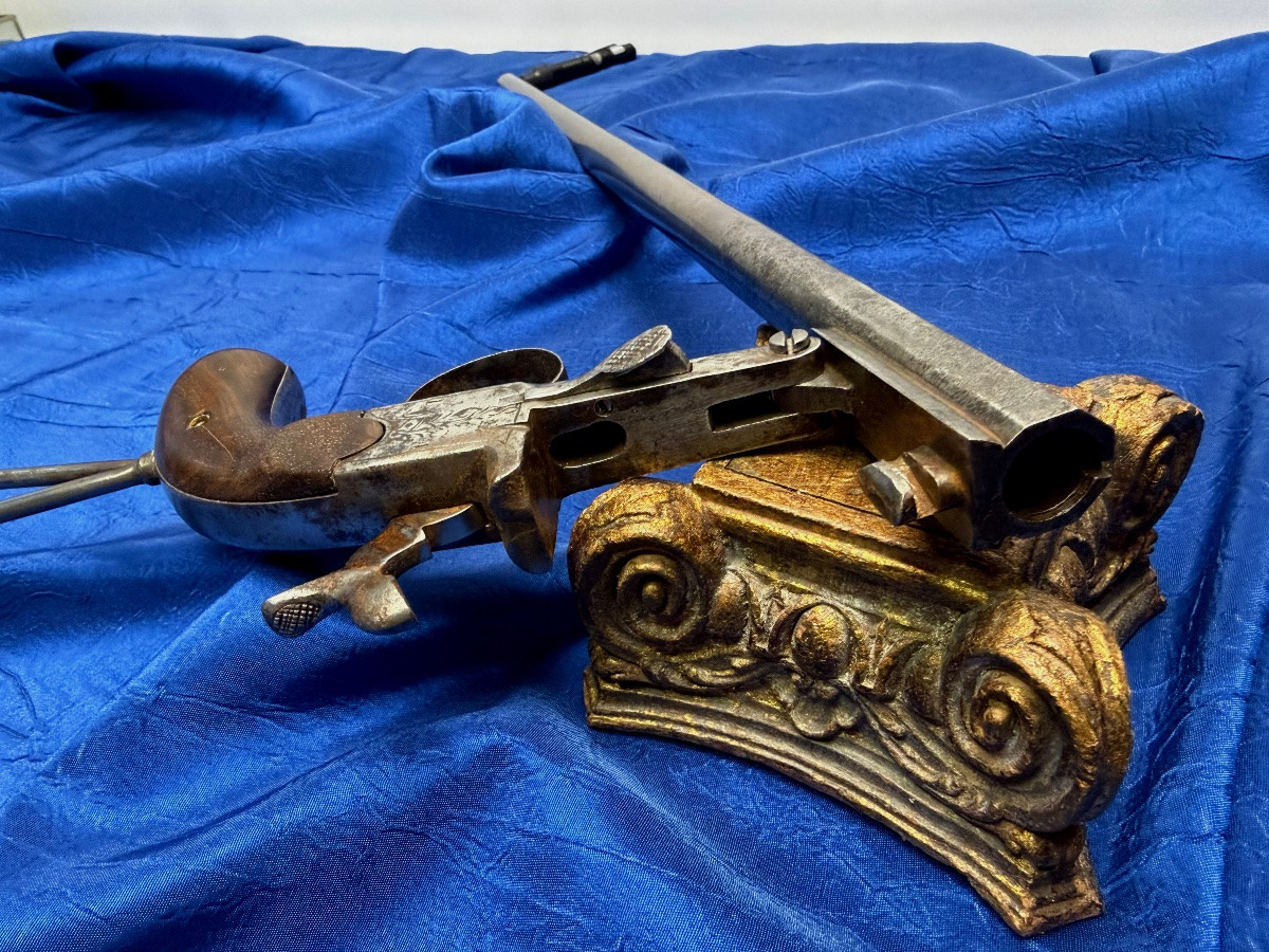 Folding Pistol - Rifle - Removable Skeleton Stock - 19th Century Poacher's Weapon -photo-3