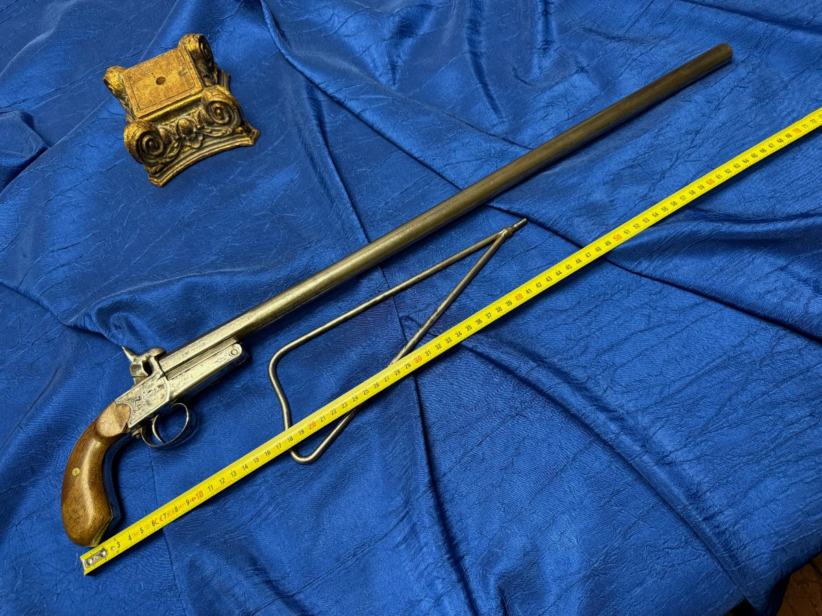 Folding Pistol - Rifle - Removable Skeleton Stock - 19th Century Poacher's Weapon -photo-8