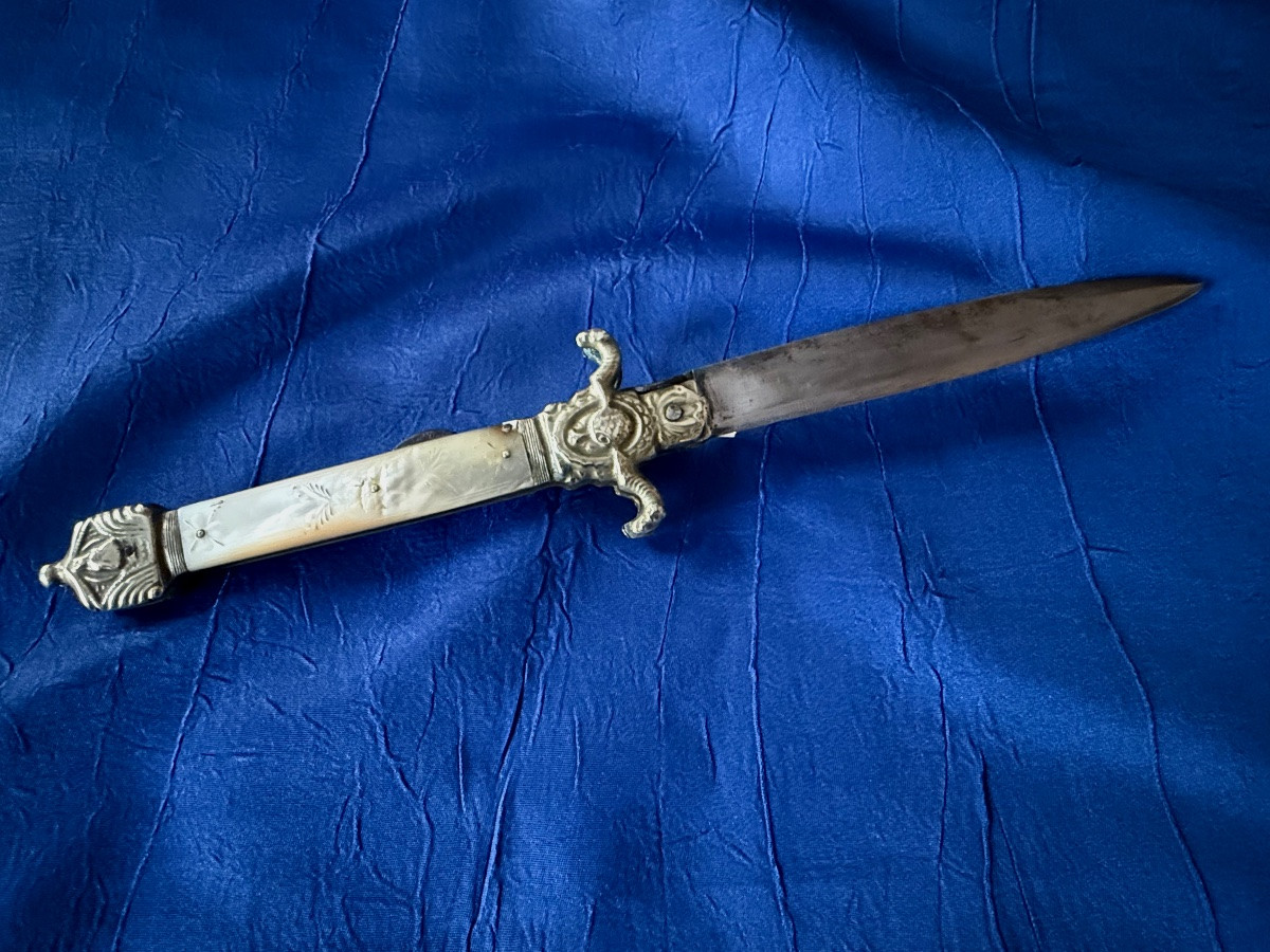 Wolf Hunter's Knife With A Locking Mechanism, Manufactured In Châtellerault, Napoleon III Era, 19th Century -photo-2