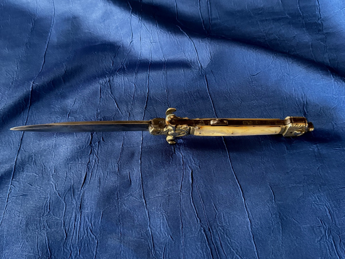 Wolf Hunter's Knife With A Locking Mechanism, Manufactured In Châtellerault, Napoleon III Era, 19th Century -photo-2