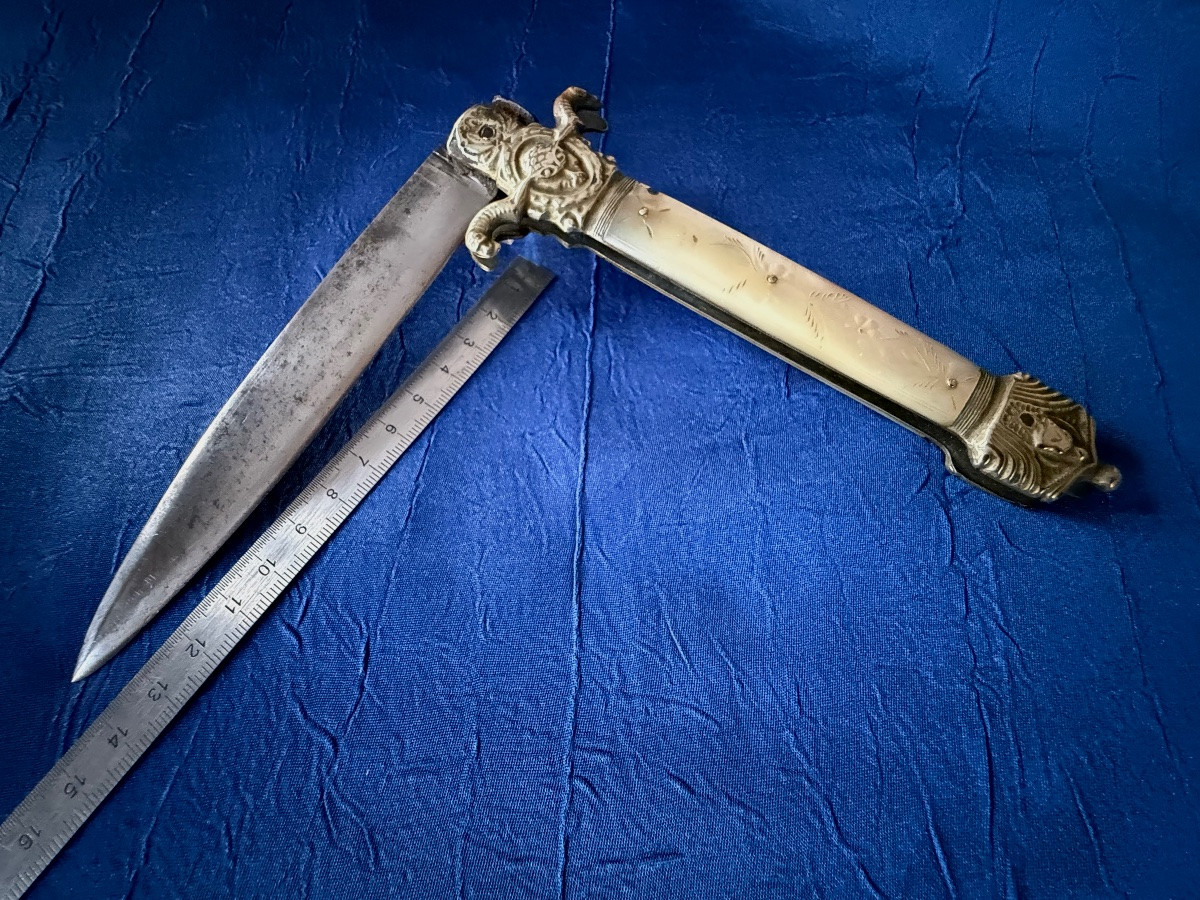 Wolf Hunter's Knife With A Locking Mechanism, Manufactured In Châtellerault, Napoleon III Era, 19th Century -photo-8