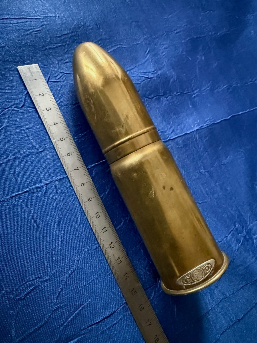 BRIQUET  PUBLICITAIRE  FAUSSE   CARTOUCHE  DE  37 MM  DE  LA SOCIÉTÉ  DES MUNITIONS DE PARIS  -photo-3