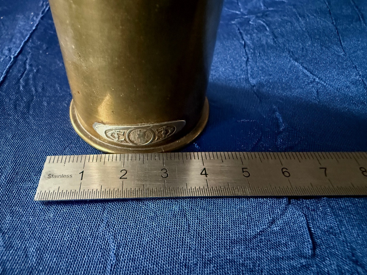 BRIQUET  PUBLICITAIRE  FAUSSE   CARTOUCHE  DE  37 MM  DE  LA SOCIÉTÉ  DES MUNITIONS DE PARIS  -photo-4