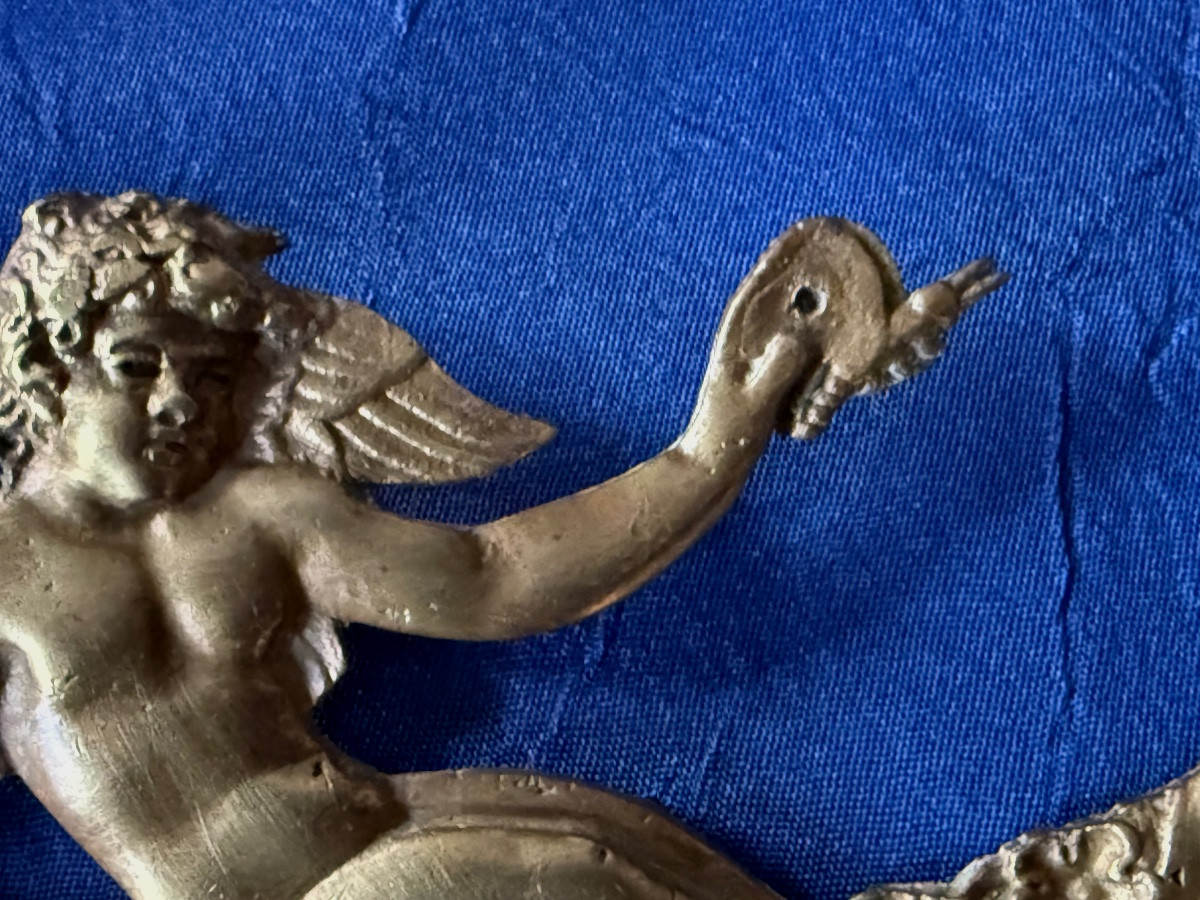 BRONZE  ANCIEN  CHÉRUBIN AU PAPILLON  19 ÈME -photo-1