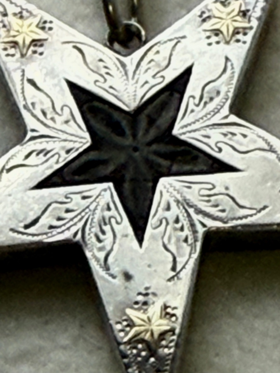  CHAINE DE MONTRE  MAÇONNIQUE  ÉTOILE A  CINQ  BRANCHES   AU  PENTACLE  INVERSÉ  HOMME NÉGATIF -photo-3