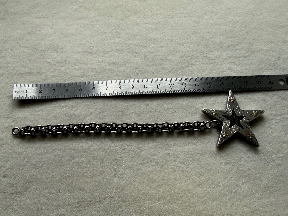  CHAINE DE MONTRE  MAÇONNIQUE  ÉTOILE A  CINQ  BRANCHES   AU  PENTACLE  INVERSÉ  HOMME NÉGATIF -photo-3