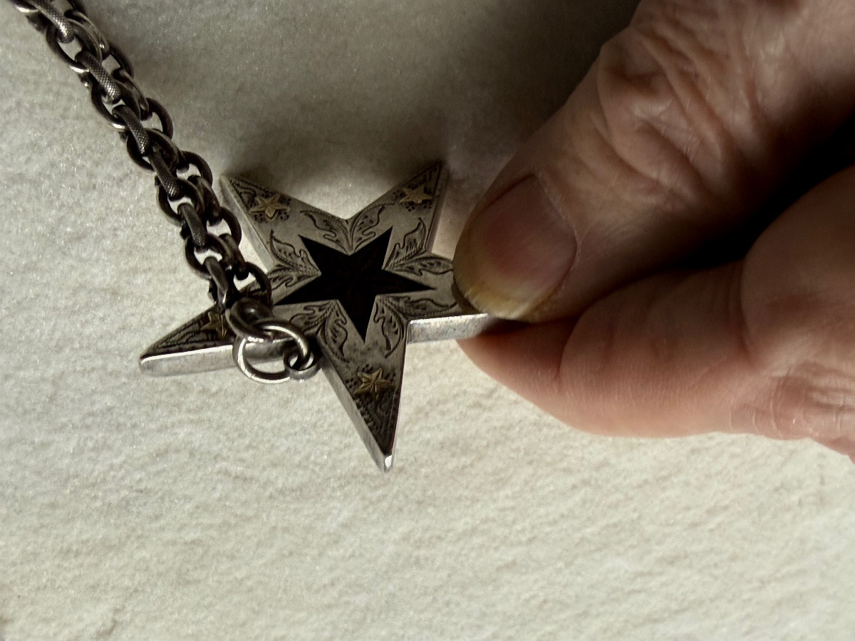  CHAINE DE MONTRE  MAÇONNIQUE  ÉTOILE A  CINQ  BRANCHES   AU  PENTACLE  INVERSÉ  HOMME NÉGATIF -photo-5