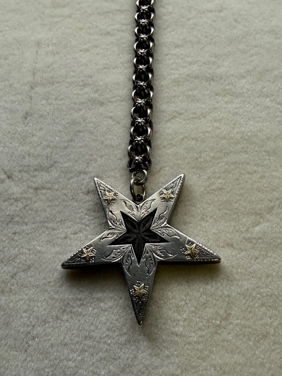  CHAINE DE MONTRE  MAÇONNIQUE  ÉTOILE A  CINQ  BRANCHES   AU  PENTACLE  INVERSÉ  HOMME NÉGATIF -photo-7