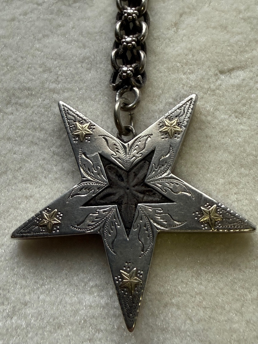  CHAINE DE MONTRE  MAÇONNIQUE  ÉTOILE A  CINQ  BRANCHES   AU  PENTACLE  INVERSÉ  HOMME NÉGATIF -photo-8