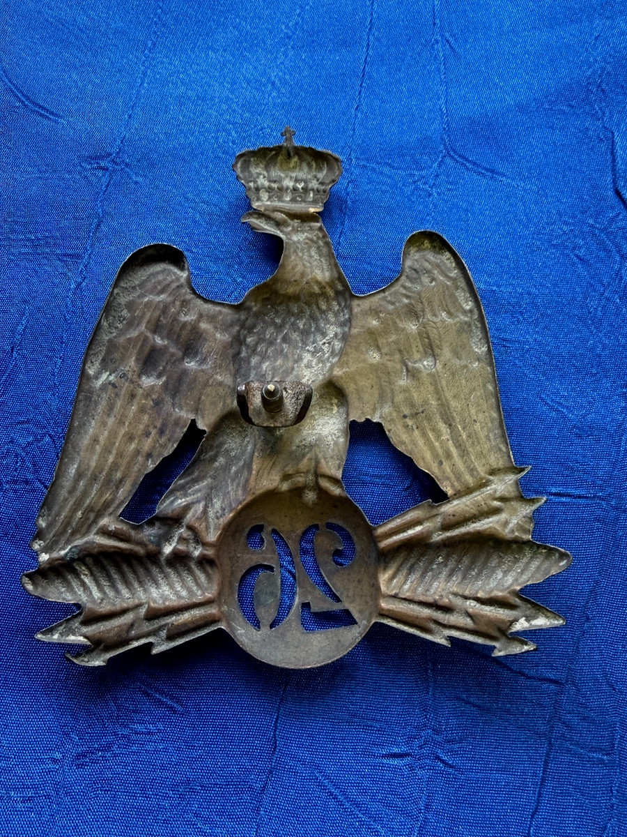 Shako Plate Of An Officer Of The 26th Line Infantry Regiment, Model 1852, Napoleon III-photo-1