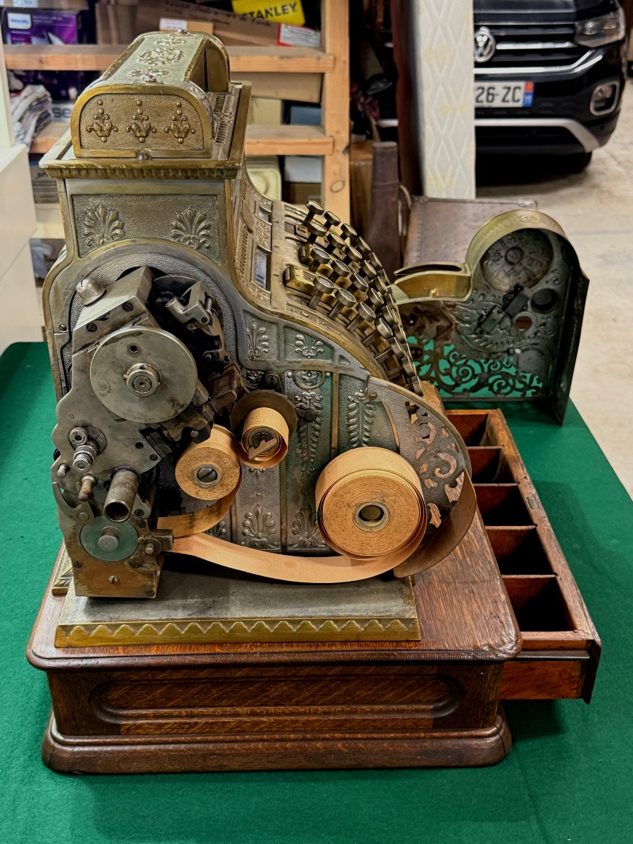 CAISSE ENREGISTREUSE AMÉRICAINE  " NATIONAL " POUR LA FRANCE  FONCTIONNELLE   FIN 19 ÈME -photo-1