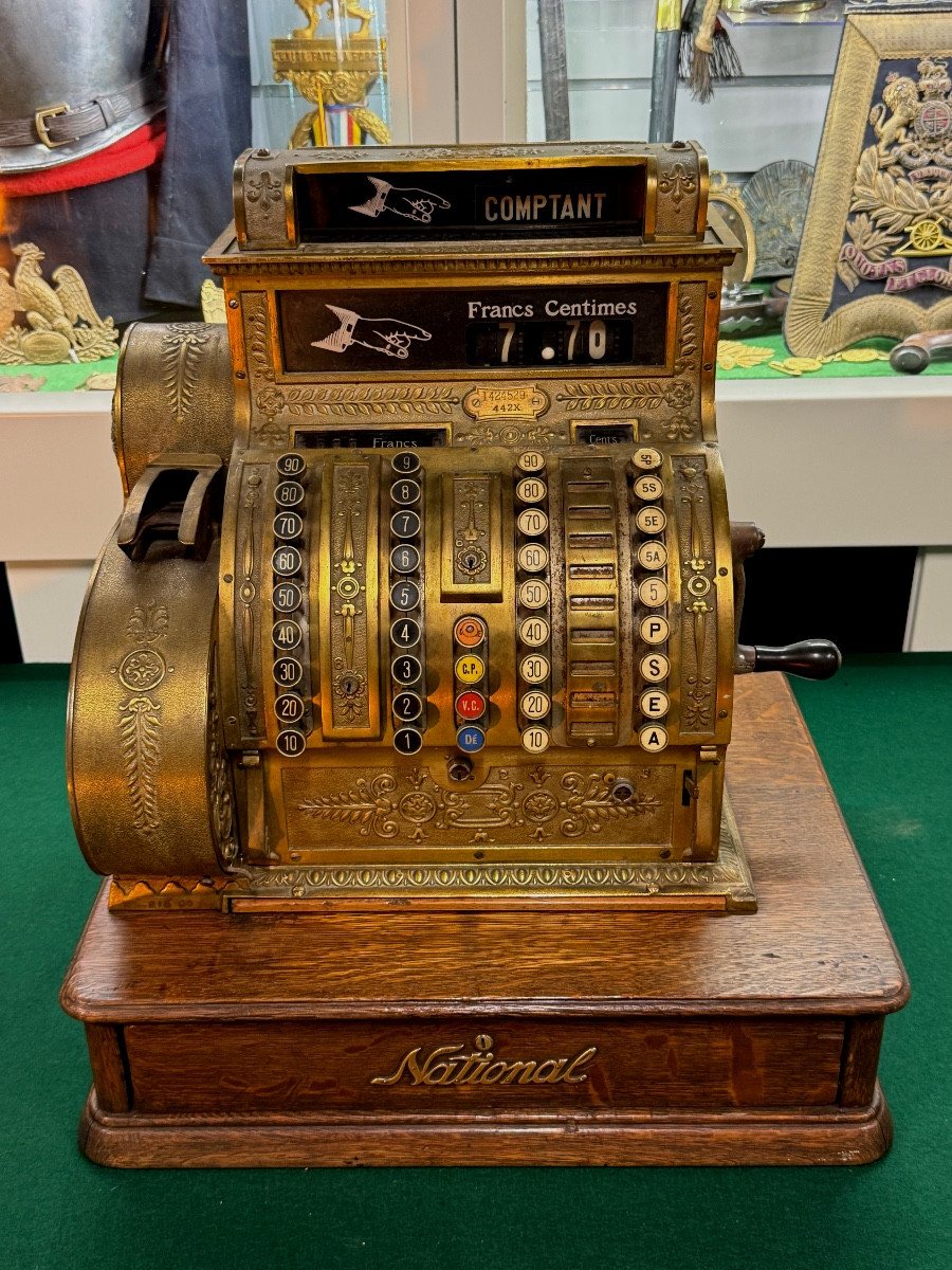 CAISSE ENREGISTREUSE AMÉRICAINE  " NATIONAL " POUR LA FRANCE  FONCTIONNELLE   FIN 19 ÈME 