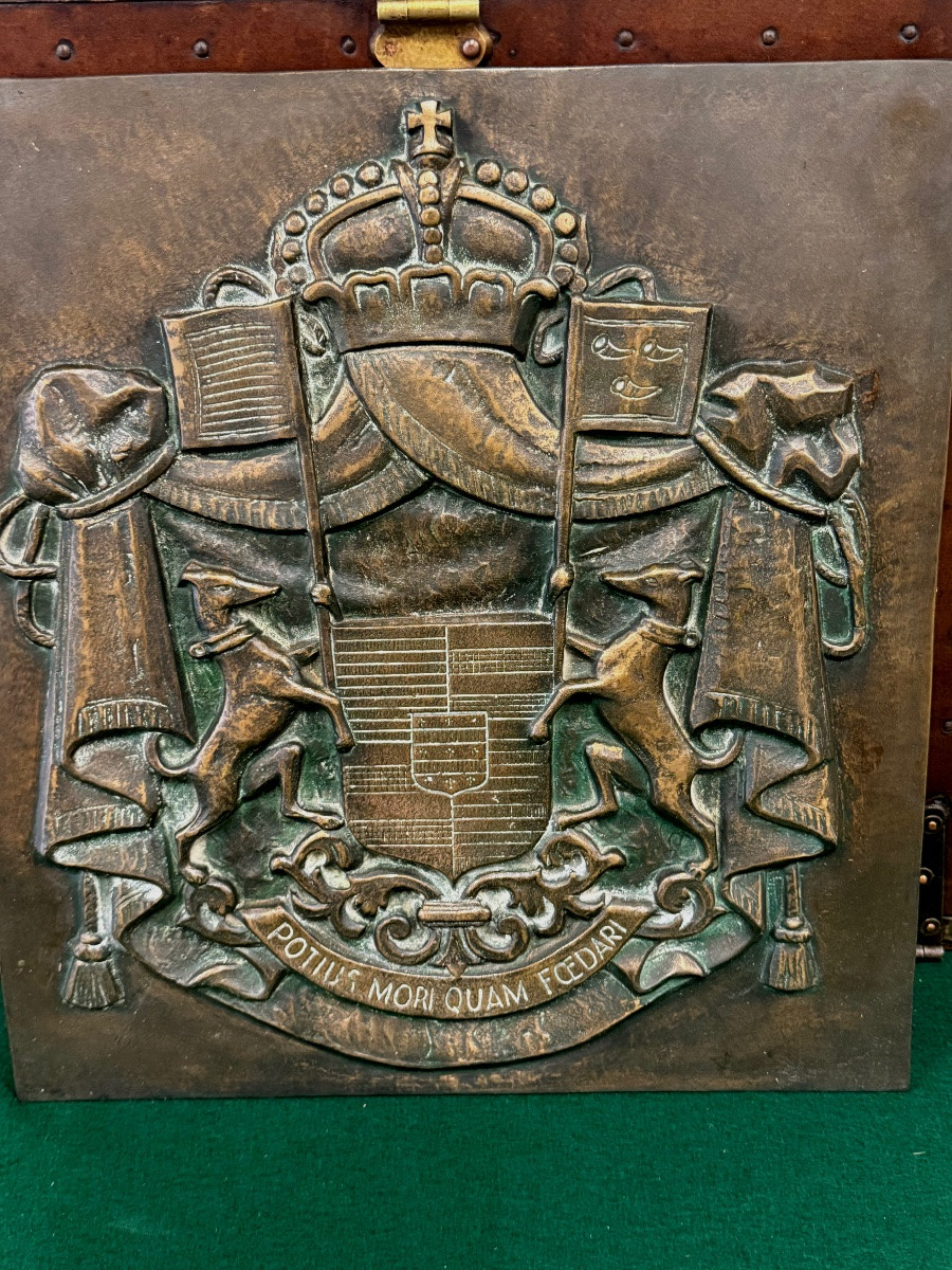 Coat Of Arms Of A Breton Town In Solid Bronze, Late 19th Century -photo-2