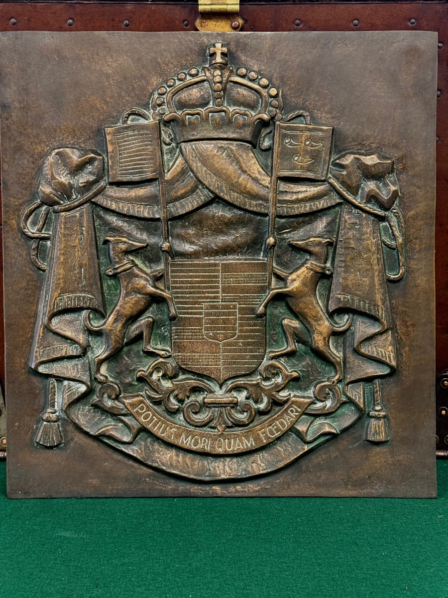 Coat Of Arms Of A Breton Town In Solid Bronze, Late 19th Century -photo-3