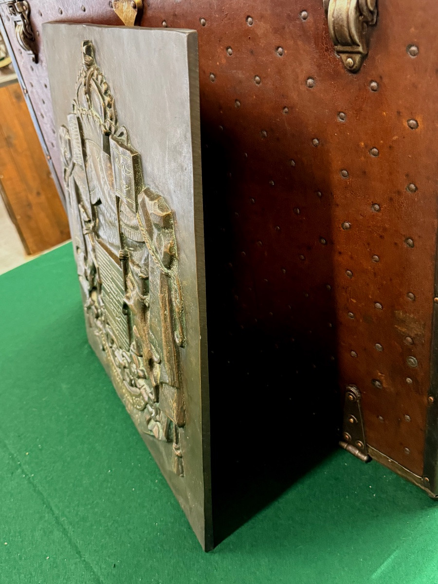 Coat Of Arms Of A Breton Town In Solid Bronze, Late 19th Century -photo-4