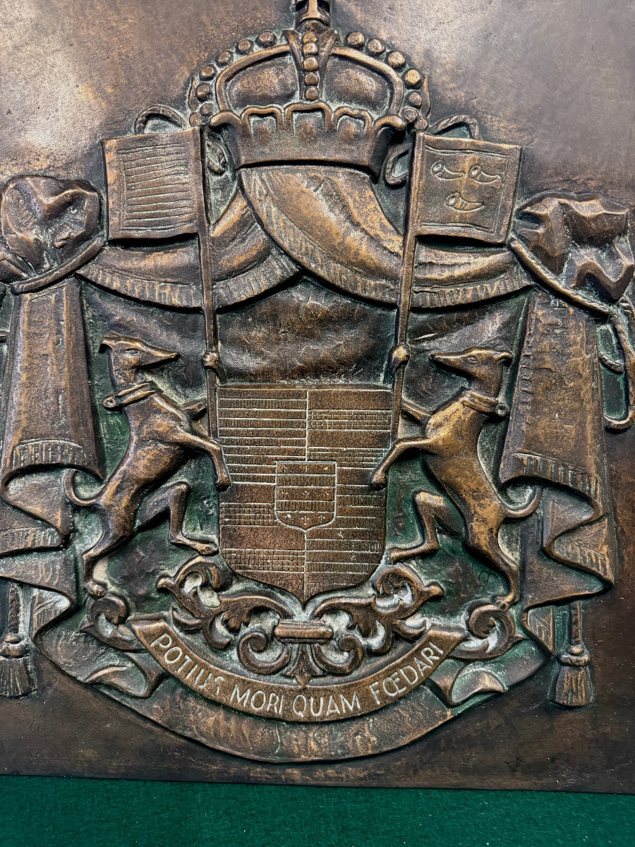 Coat Of Arms Of A Breton Town In Solid Bronze, Late 19th Century -photo-2