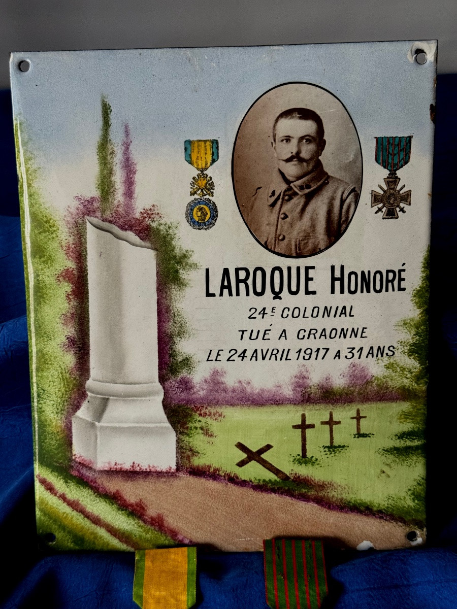 Grave Marker Of Soldier Laroque Honoré Killed At Craone In Aisne April 24, 1917 Ww 1-photo-2