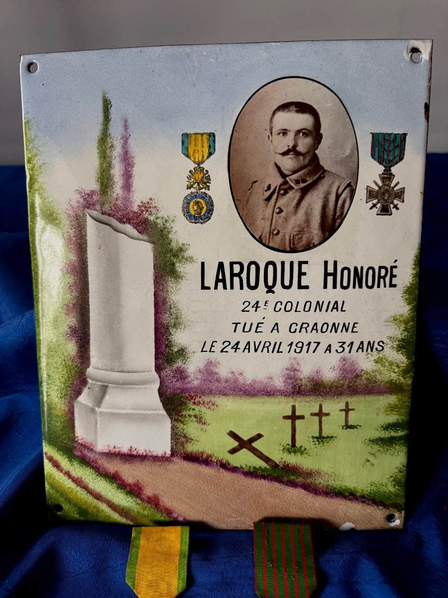 Grave Marker Of Soldier Laroque Honoré Killed At Craone In Aisne April 24, 1917 Ww 1-photo-1