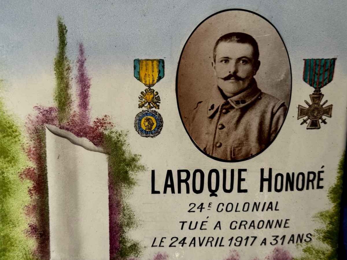 Grave Marker Of Soldier Laroque Honoré Killed At Craone In Aisne April 24, 1917 Ww 1-photo-5