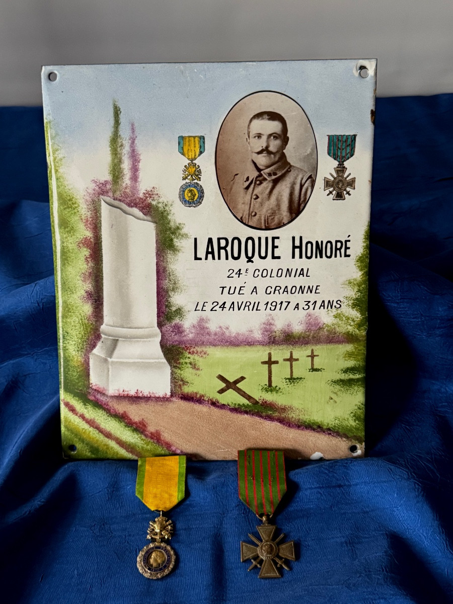 Grave Marker Of Soldier Laroque Honoré Killed At Craone In Aisne April 24, 1917 Ww 1