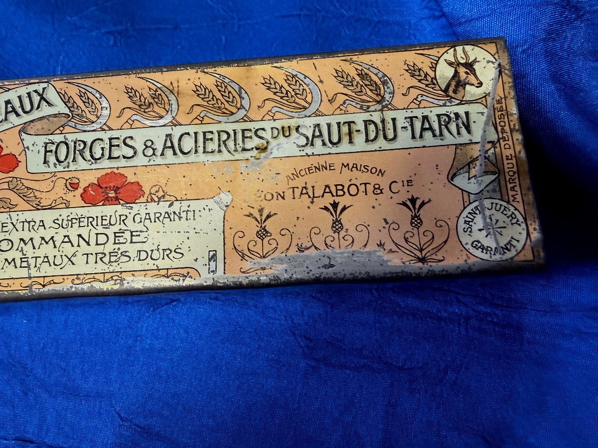 Old Tin Box For Tiers Points Forges Acieries Sault Du Tarn 1910-photo-2