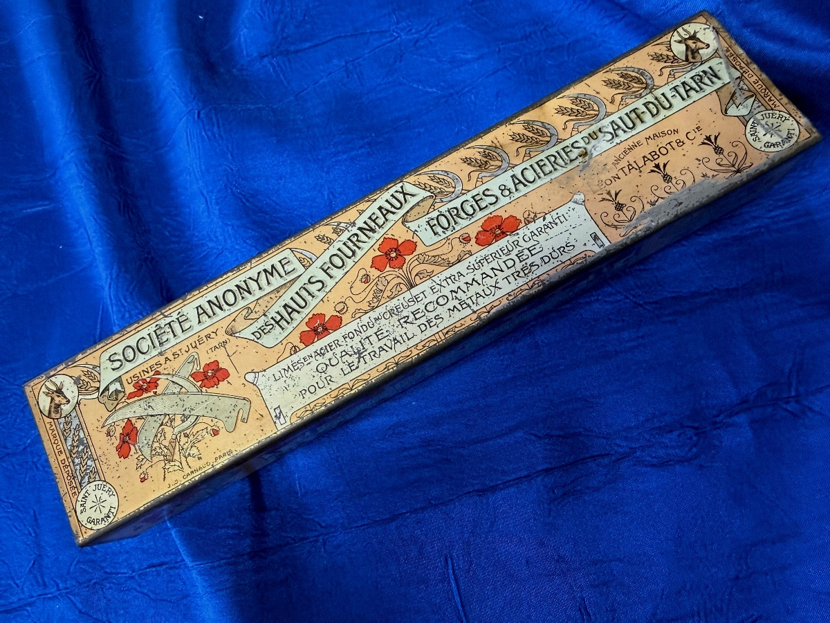 Old Tin Box For Tiers Points Forges Acieries Sault Du Tarn 1910