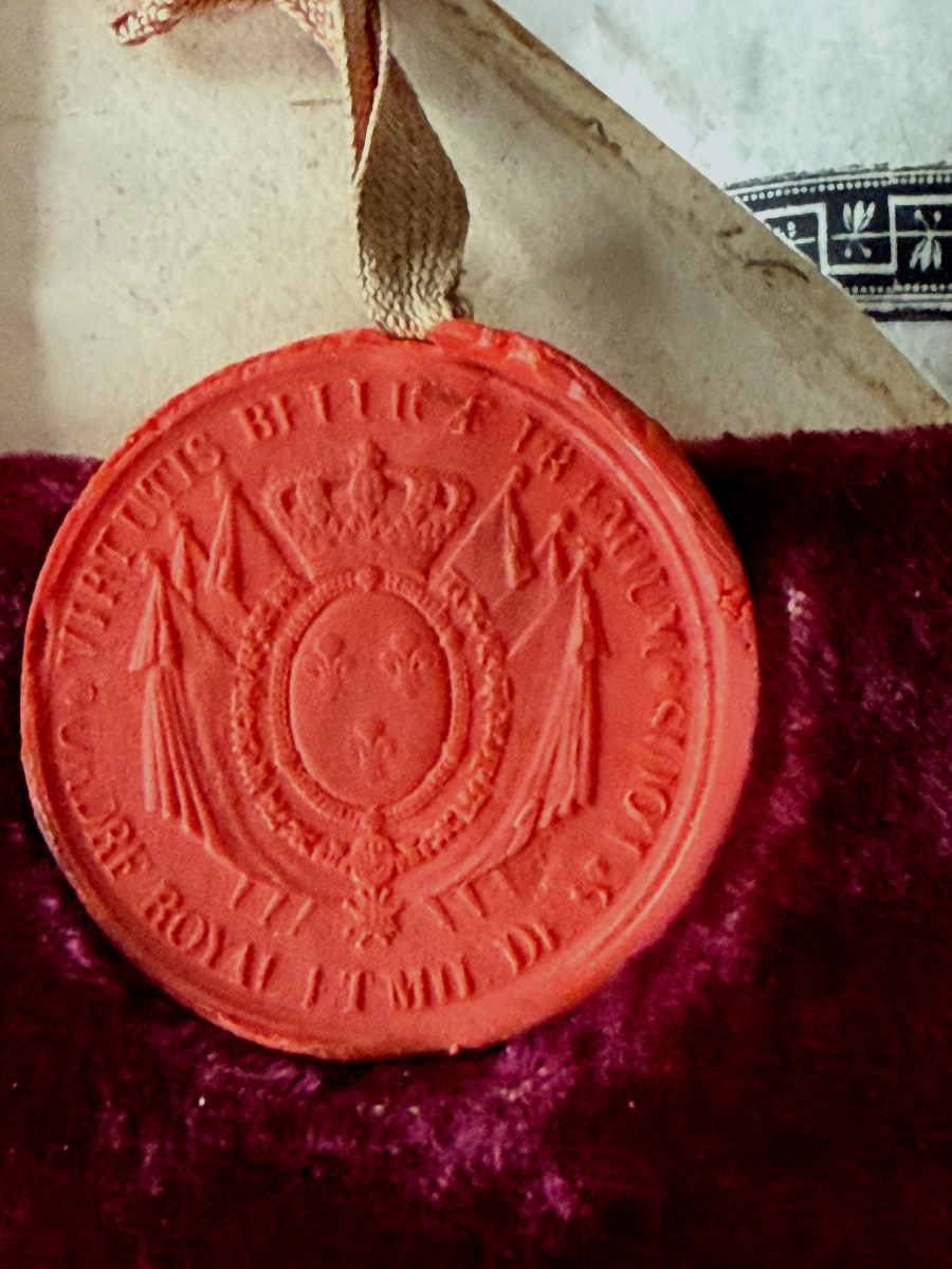 LETTRES DE  CHEVALIER DE L'ORDRE  MILITAIRE DE SAINT LOUIS DU GÉNÉRAL -   BARON  BERLIER  1815 -photo-2