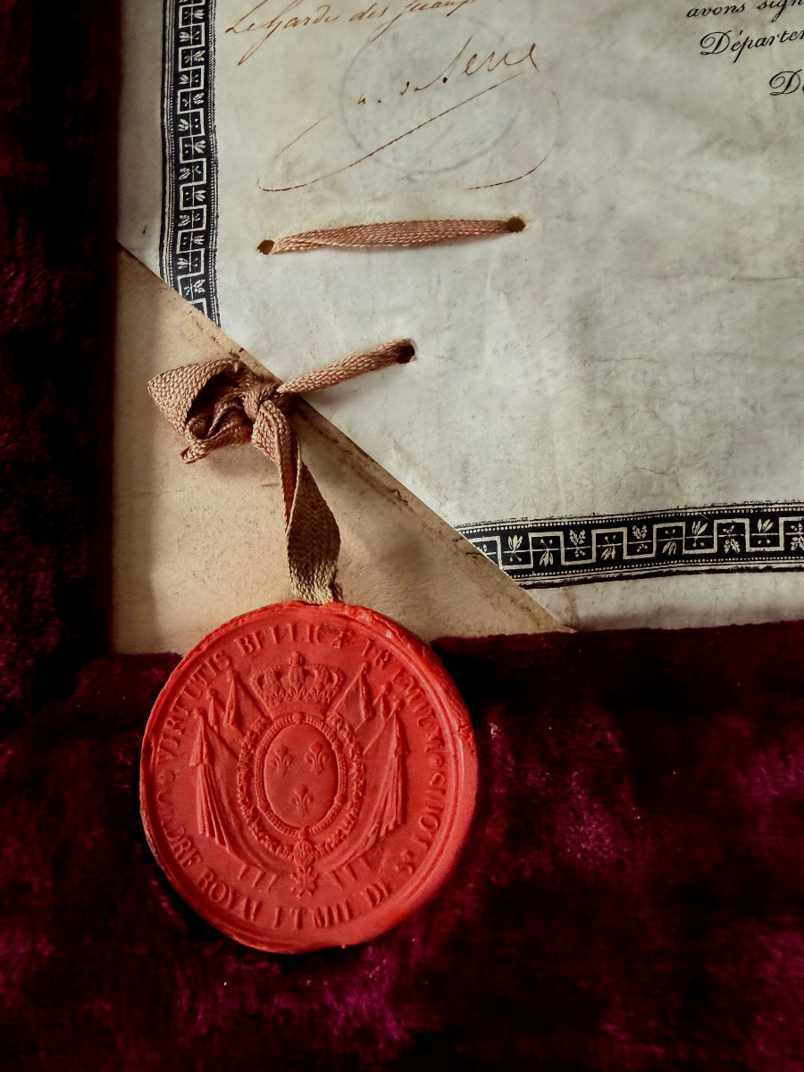 LETTRES DE  CHEVALIER DE L'ORDRE  MILITAIRE DE SAINT LOUIS DU GÉNÉRAL -   BARON  BERLIER  1815 -photo-8