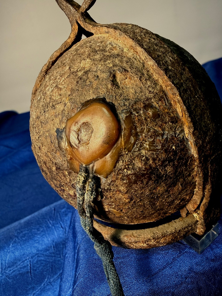 BOULET DE CANON  CONTENANT DE LA TERRE DE WATERLOO  1ER EMPIRE  1815 -photo-2