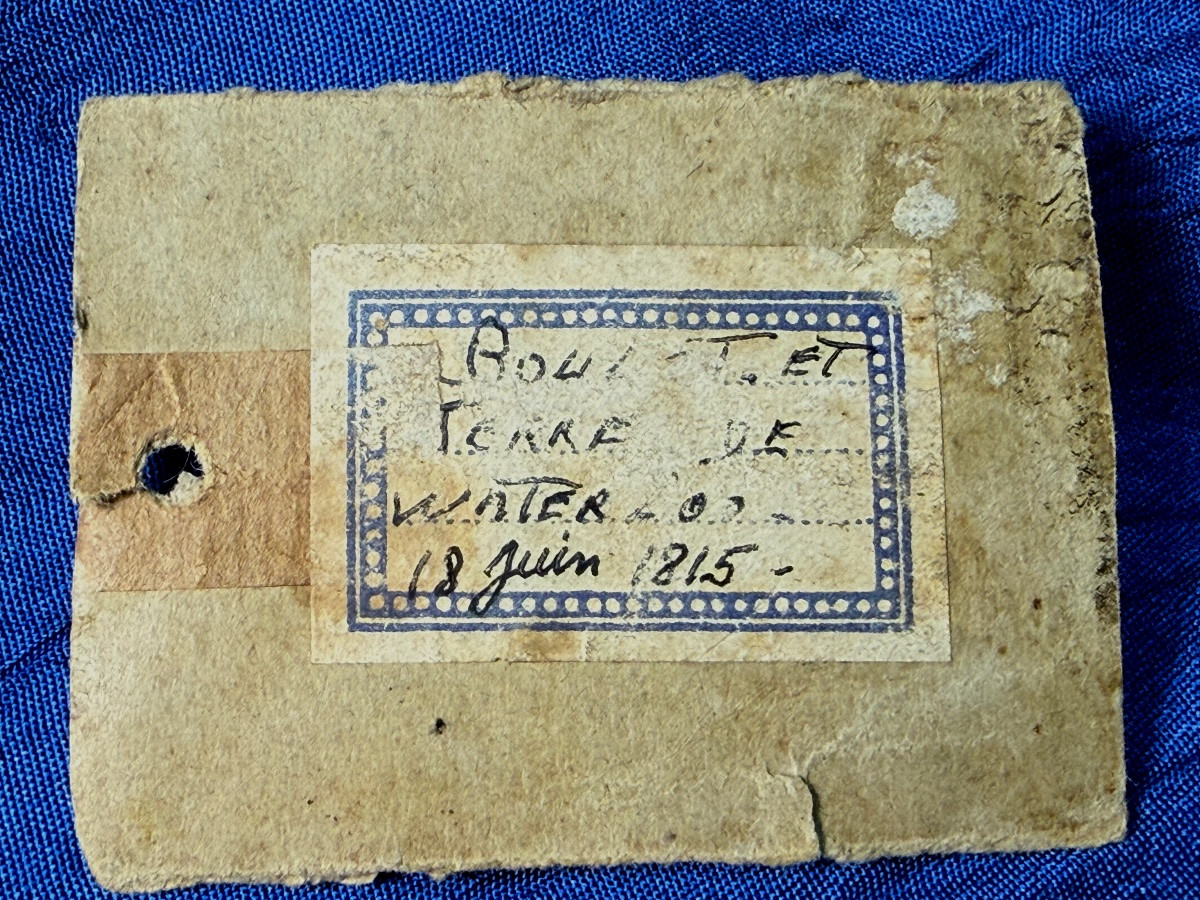 BOULET DE CANON  CONTENANT DE LA TERRE DE WATERLOO  1ER EMPIRE  1815 -photo-4