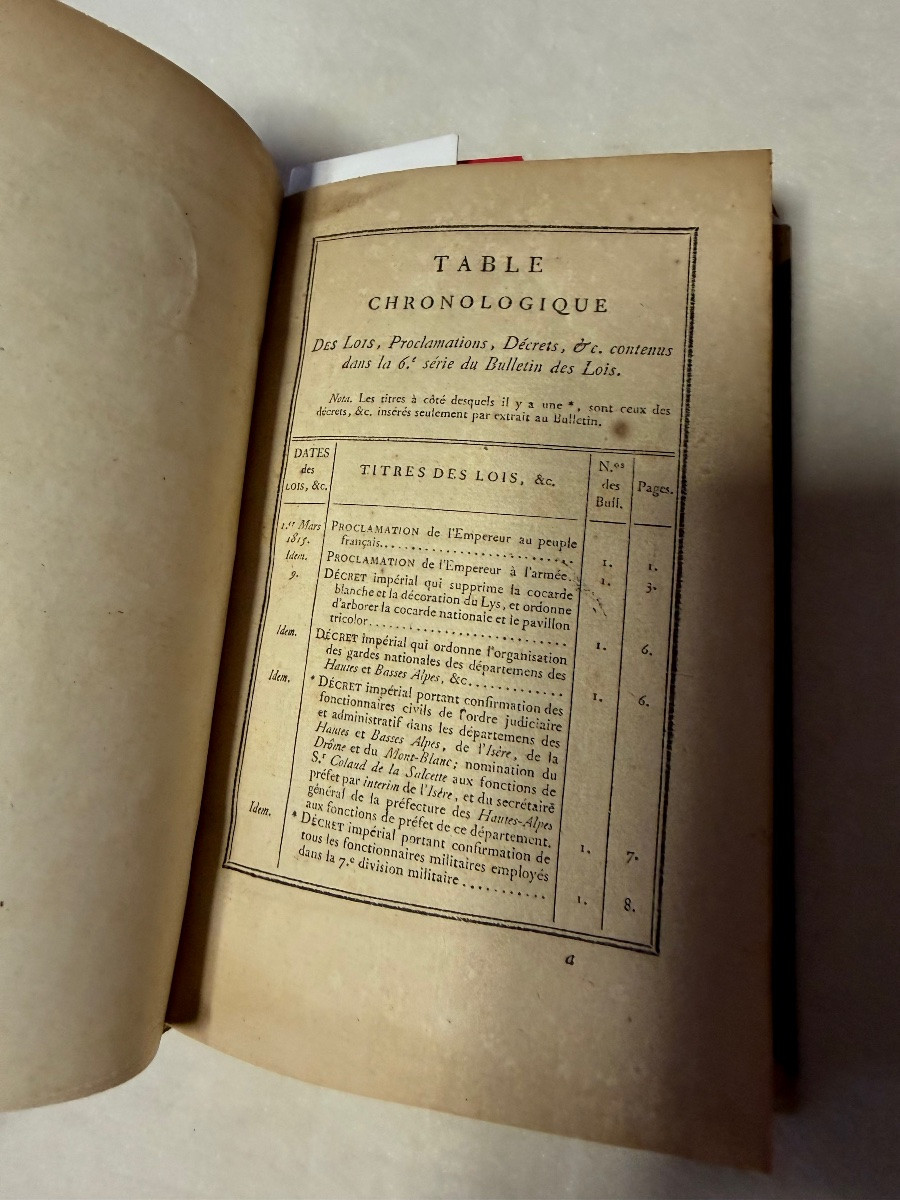 Bulletin Des Lois Des 100 Jours Tome Unique 1815 ( N° 1 A 42 ) Retour De Napoléon 1815-photo-2