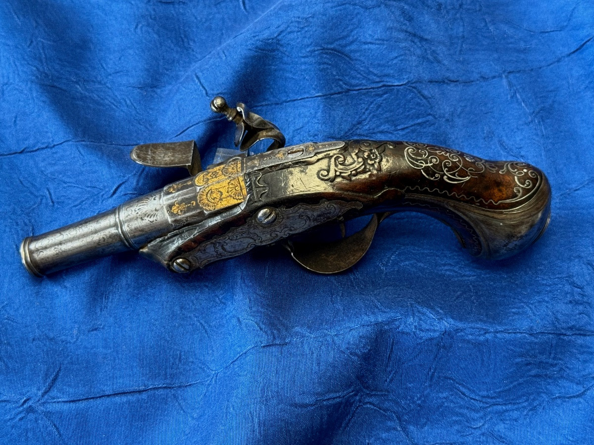 Travel Flintlock Pistol Old Monarchy XVIII Century-photo-2