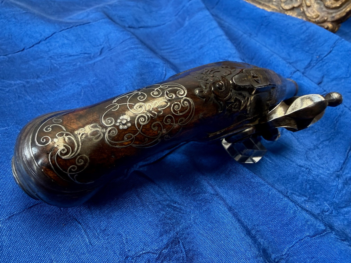Travel Flintlock Pistol Old Monarchy XVIII Century-photo-1