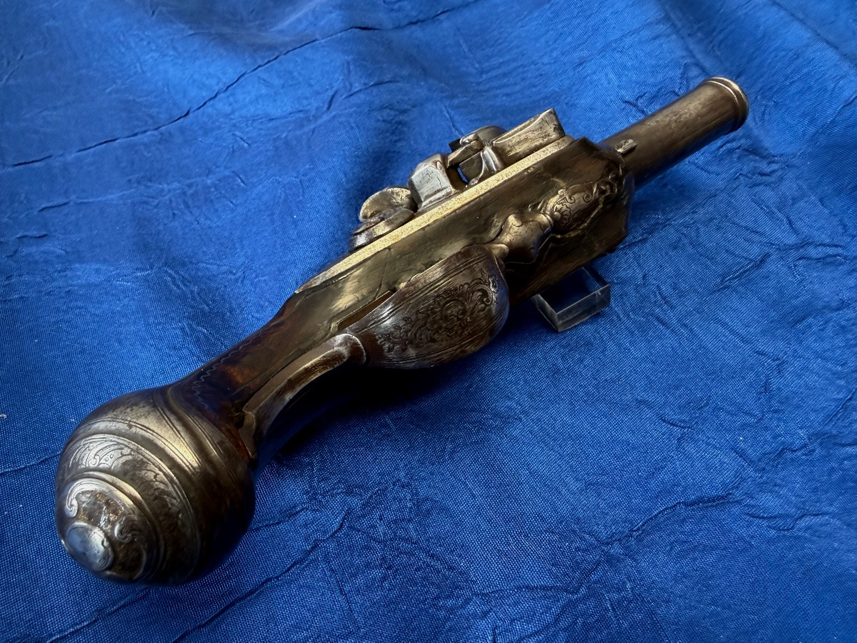 Travel Flintlock Pistol Old Monarchy XVIII Century-photo-2