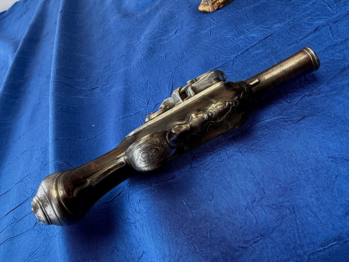 Travel Flintlock Pistol Old Monarchy XVIII Century-photo-4