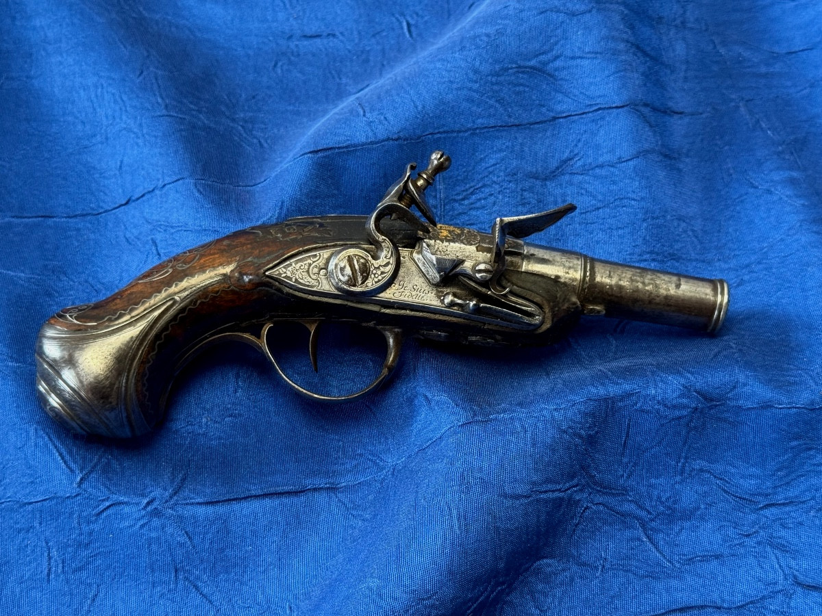 Travel Flintlock Pistol Old Monarchy XVIII Century
