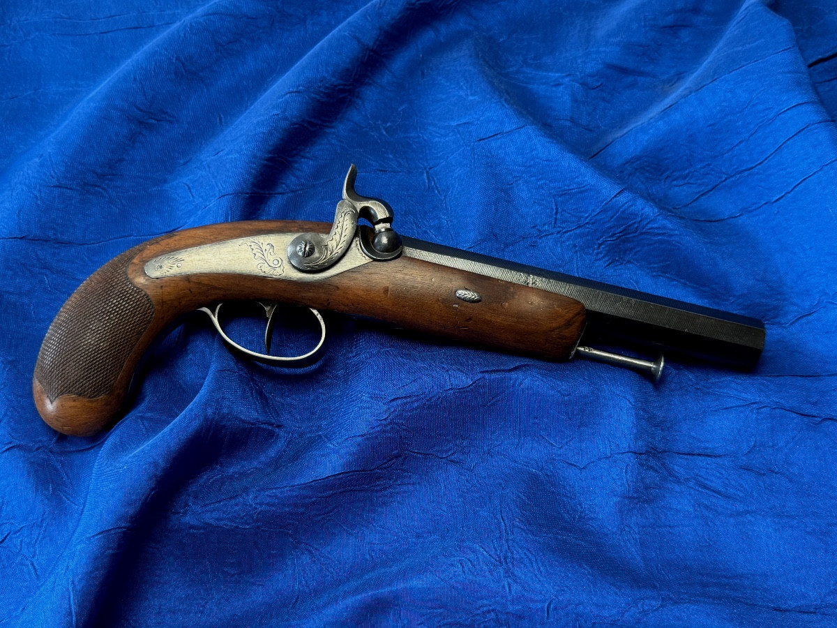 PISTOLET  A PERCUSSION    POUDRE NOIRE  MANUFACTURE DE SAINT ÉTIENNE   19 ÈME 