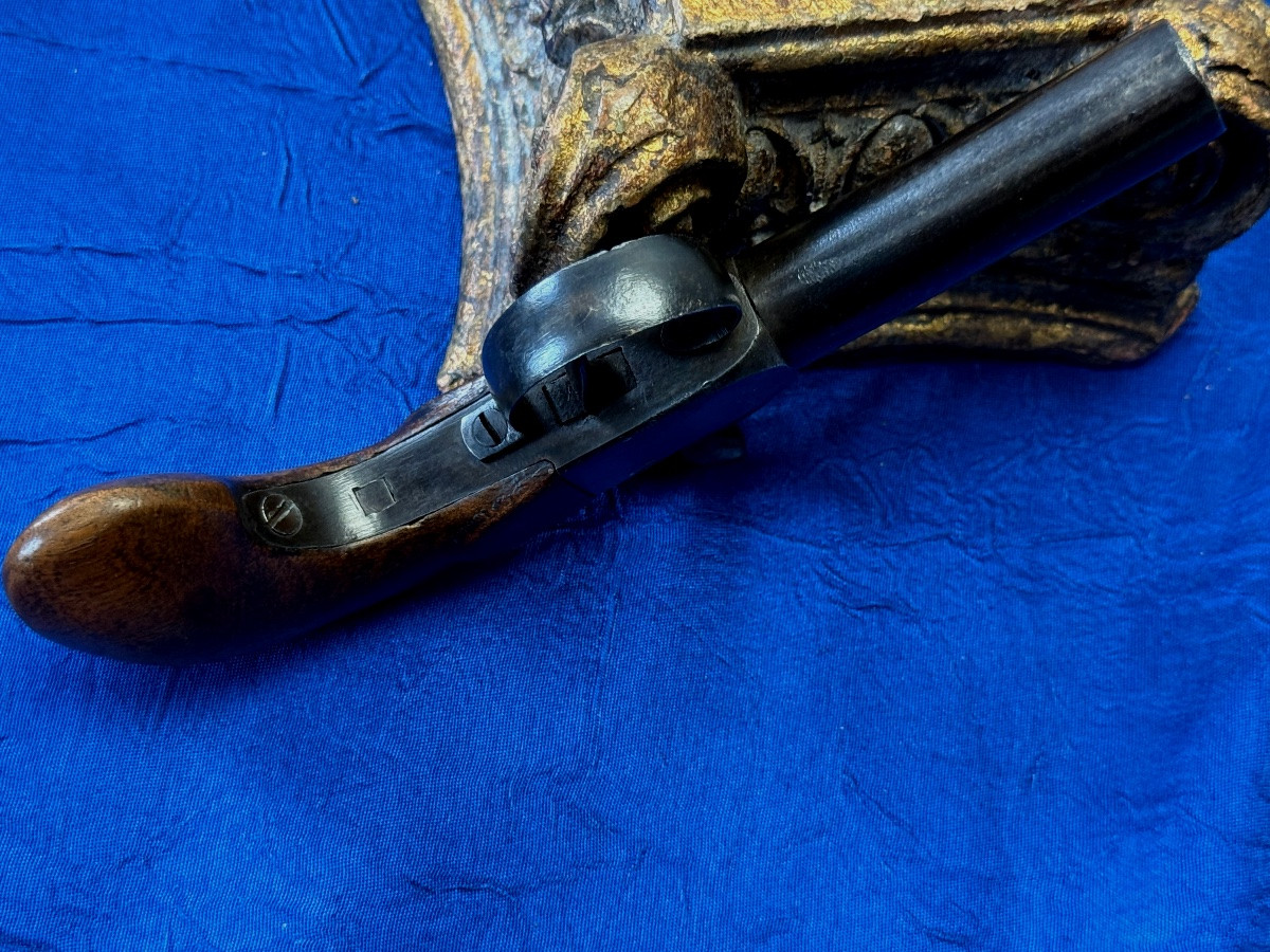 PISTOLET DE VOYAGE  A PERCUSSION A COFFRE  POUDRE NOIRE  19 ÈME -photo-3