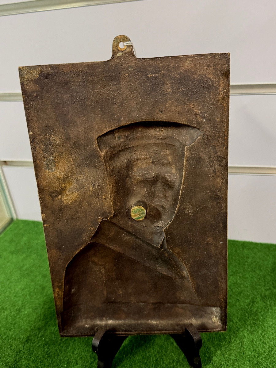 Bronze Plaque Of King Albert 1st Kingdom Of Belgium 20th Century-photo-4