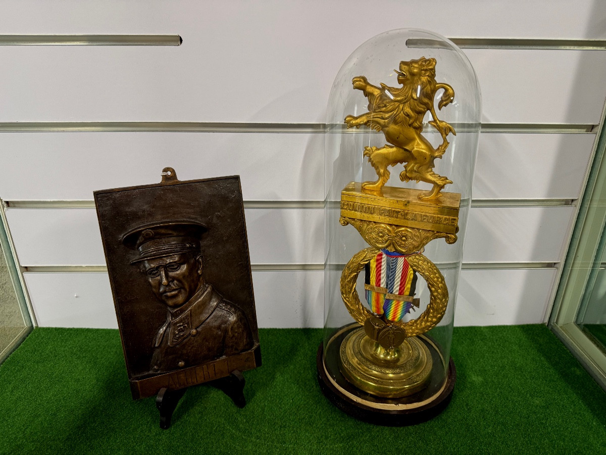 Bronze Plaque Of King Albert 1st Kingdom Of Belgium 20th Century