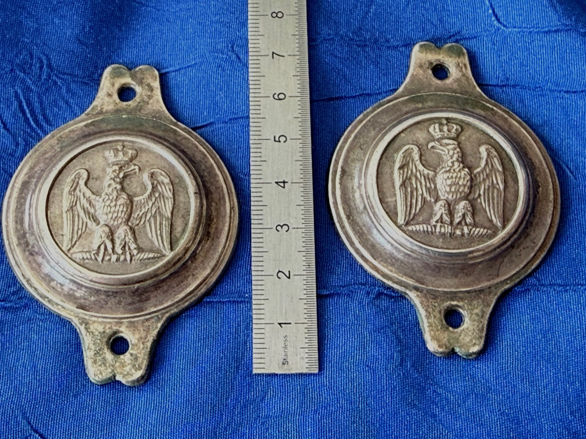 BOSSETTES DE MORS  POUR UNE BRIDE  D'OFFICIER  GÉNÉRAL  PREMIER  EMPIRE   19 ÈME -photo-3