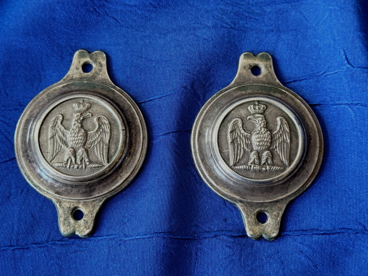 BOSSETTES DE MORS  POUR UNE BRIDE  D'OFFICIER  GÉNÉRAL  PREMIER  EMPIRE   19 ÈME 