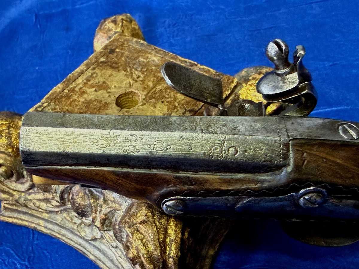 PETIT PISTOLET DE VOYAGE  A SILEX  FIN  18 ÈME -photo-3