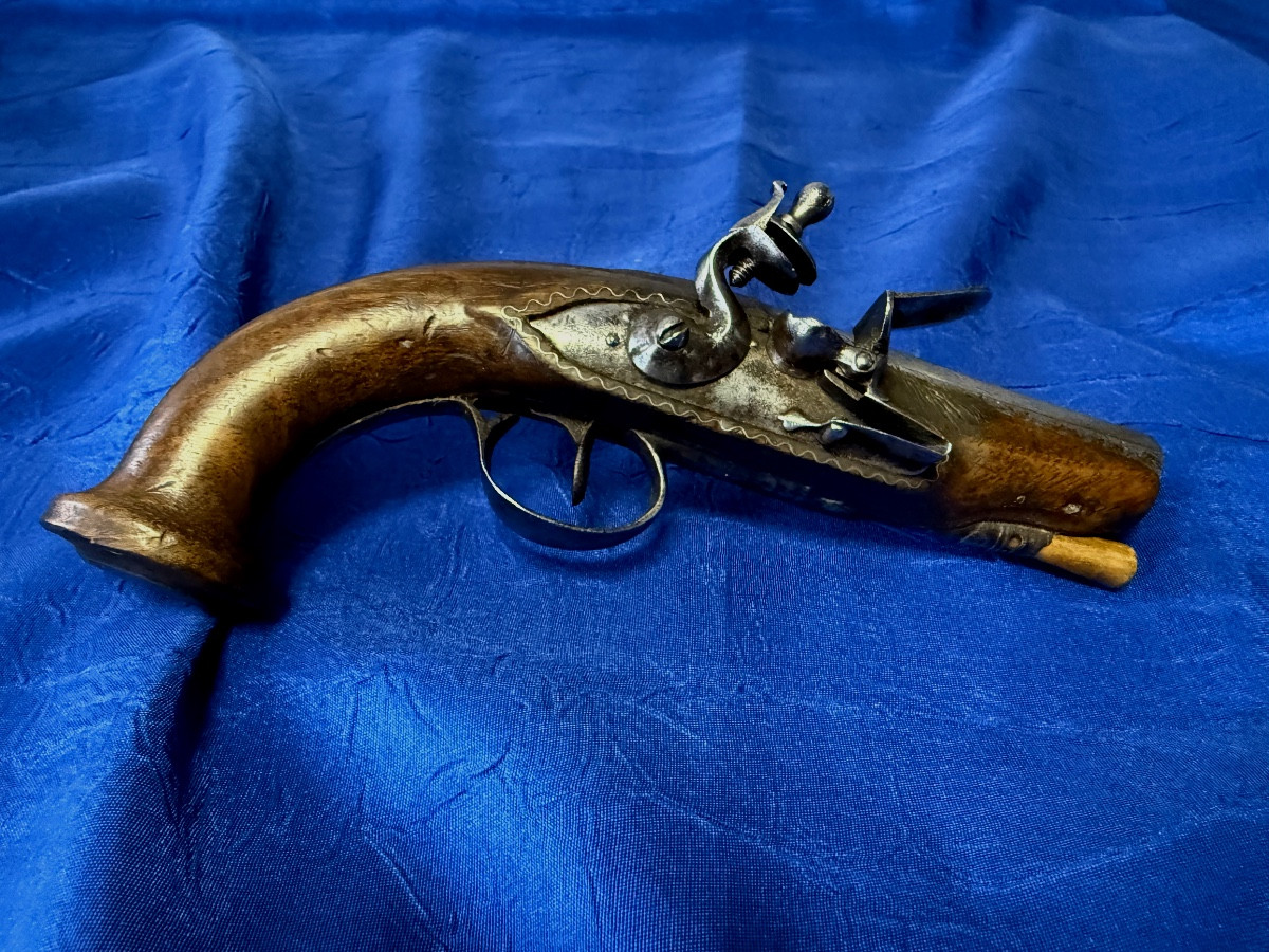 PETIT PISTOLET DE VOYAGE  A SILEX  FIN  18 ÈME 