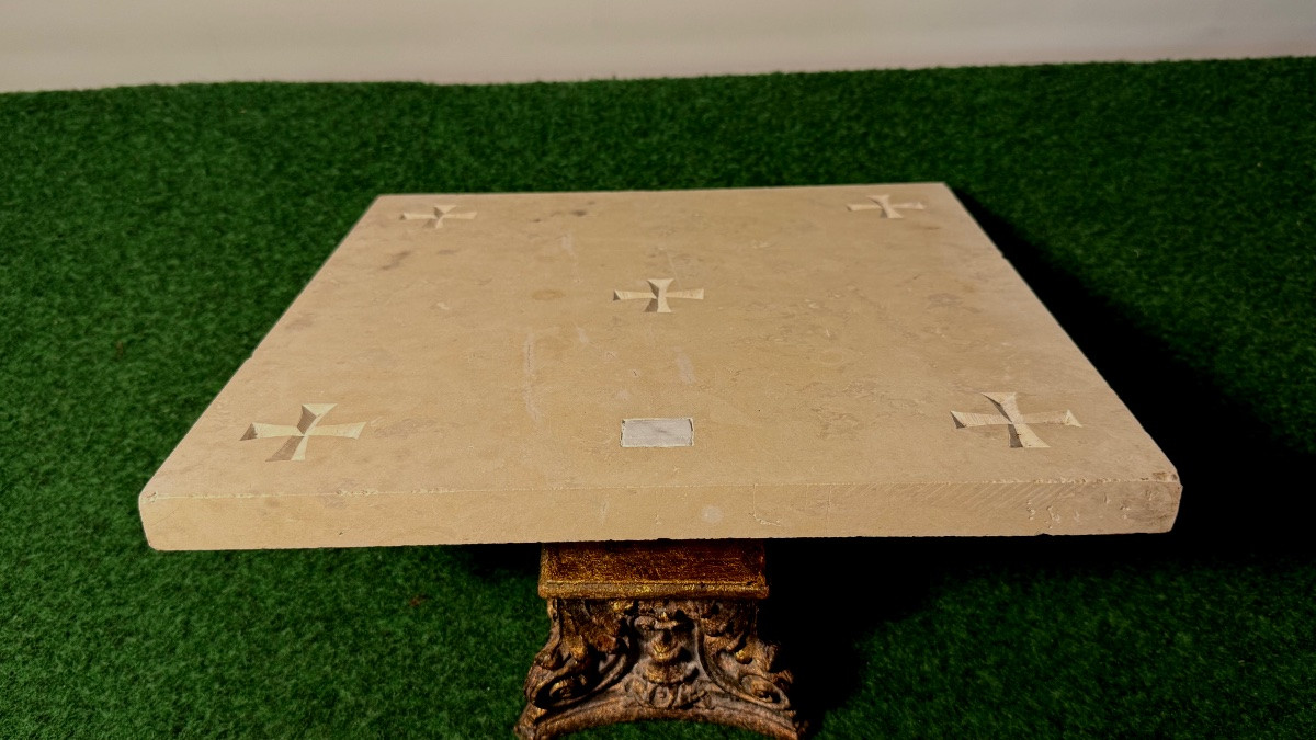White Marble Altar Stone 19th Century-photo-5